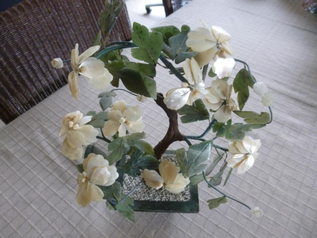 oud bloemstuk in jade, Ophalen of Verzenden