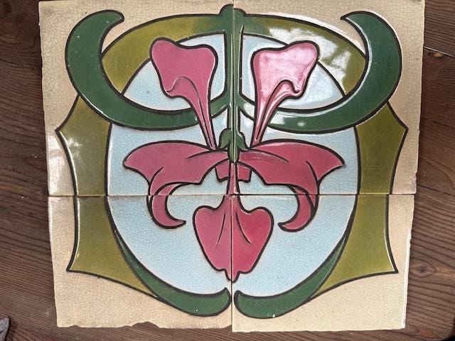 antiek tegeltableau oud tegel tegels wandtegel art nouveau, Antiek en Kunst, Ophalen