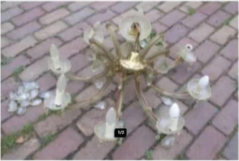 Mooi Antieke Belletjes Luchter met 8 lichtpunten, Antiek en Kunst, Antiek | Verlichting, Ophalen of Verzenden