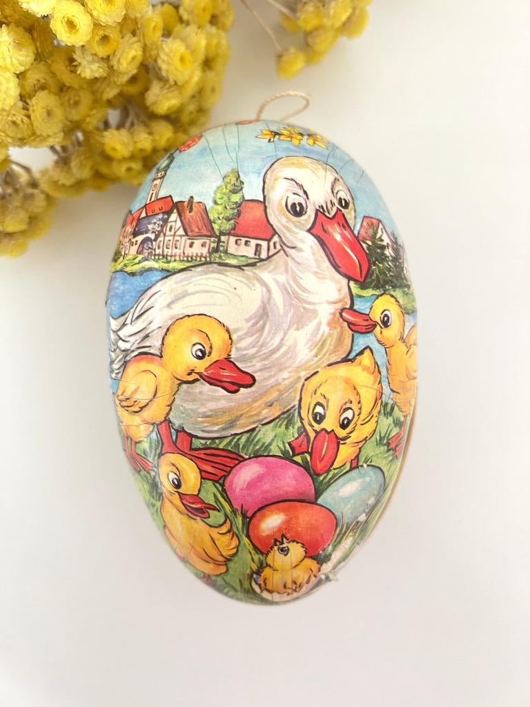 Boîte œuf en carton / papier mâché Canard blanc et poussins, Gebruikt, Aucun, Aucun, Ophalen of Verzenden