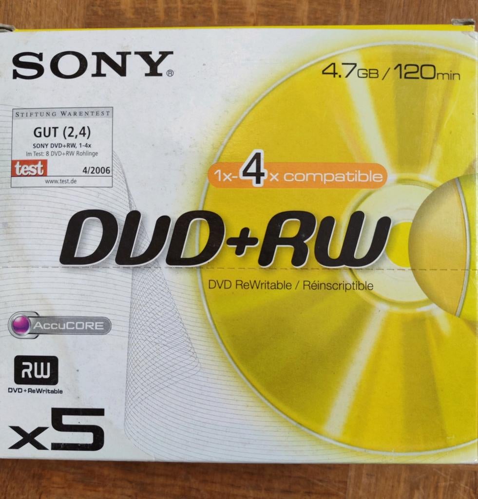 Sony DVD+RW Sony 4,7 gb/ds 5, Neuf, Réinscriptible, Enlèvement, Dvd