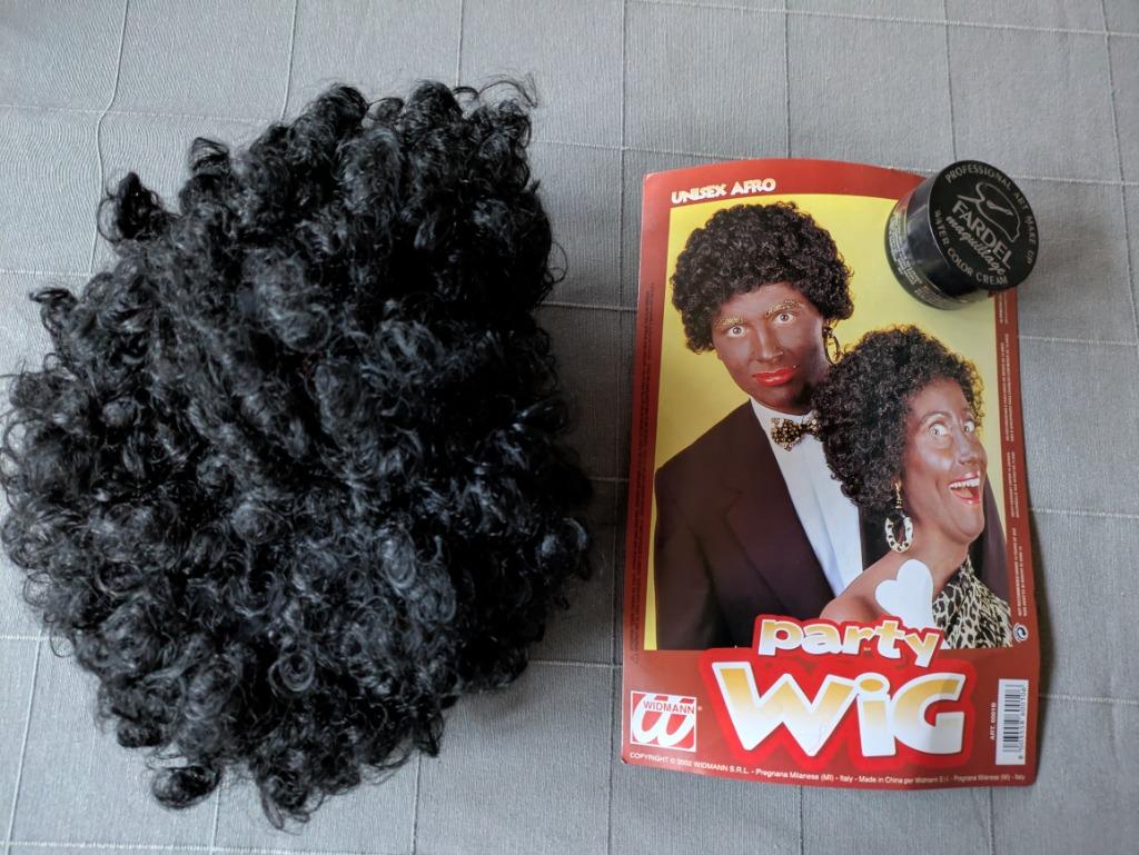 zwarte piet pruik en schmink, Ophalen, Zo goed als nieuw, Hoed of Pruik