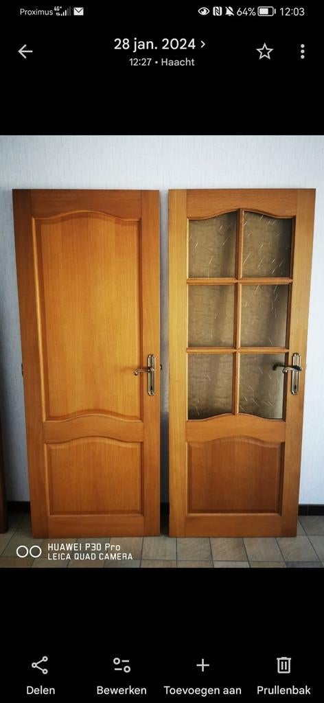 Massief eik - 3 binnendeuren, Doe-het-zelf en Bouw, Deuren en Vliegenramen, Zo goed als nieuw, Binnendeur, Hout, Ophalen