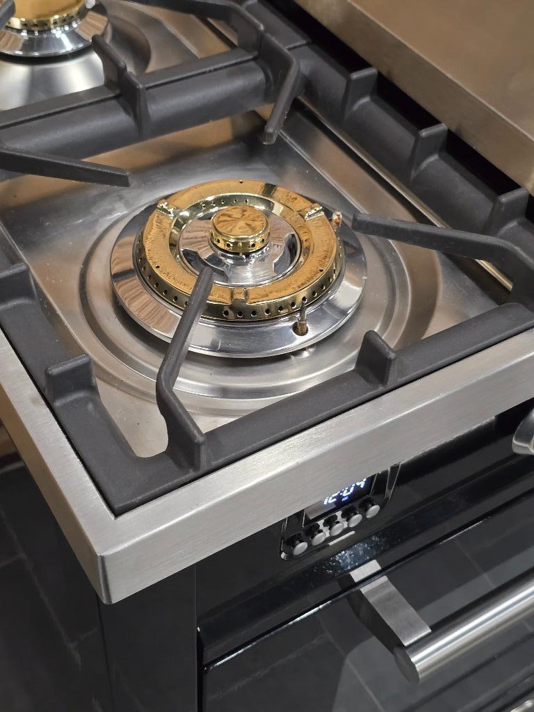 🔥Luxe Fornuis Boretti 90cm hoogglans zwart + rvs 300° oven, Warmhoudplaat, 60 cm of meer, Energieklasse A of zuiniger, Ophalen of Verzenden