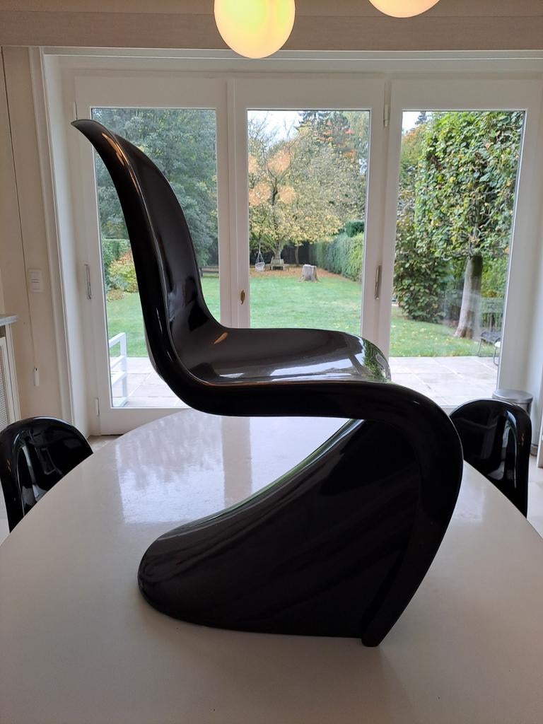 Ensemble de 6 chaises brillantes années 70, Maison & Meubles, Chaises, Noir, Enlèvement ou Envoi