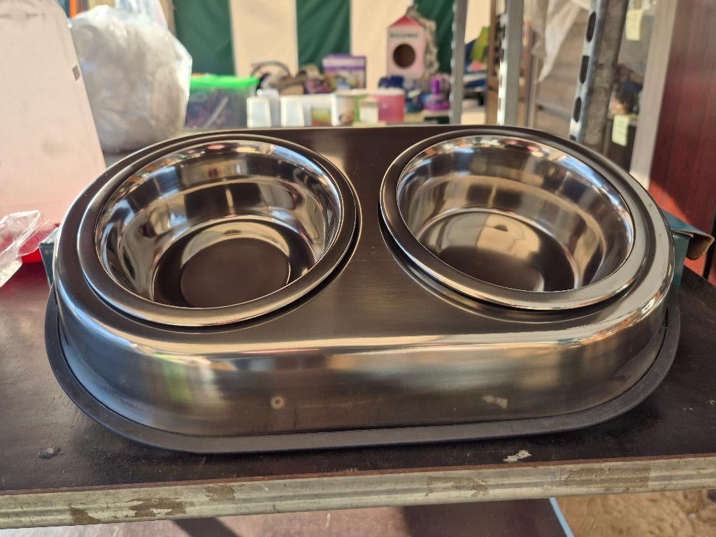 Dubbele voederbak metaal, Ophalen of Verzenden, Nieuw