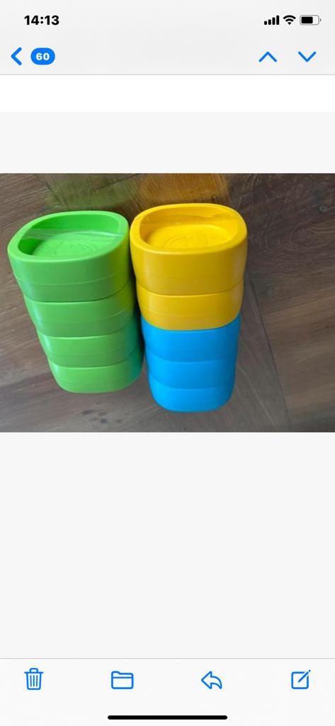 Space bedblokken te koop geel groen en blauw 2 € per blok, Kinderen en Baby's, Ophalen, Gebruikt