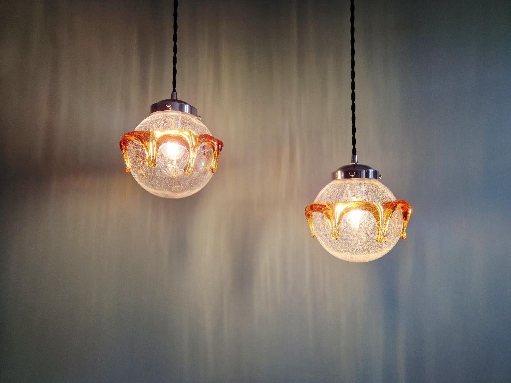 Duo de suspensions Space Age en verre de Muranosoufflé, 1970, Enlèvement ou Envoi