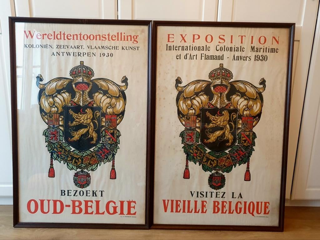 Affiches originales pour l'Exposition universelle d'Anvers d, Collections, Posters & Affiches, Comme neuf, Publicité, Affiche ou Poster pour porte ou plus grand