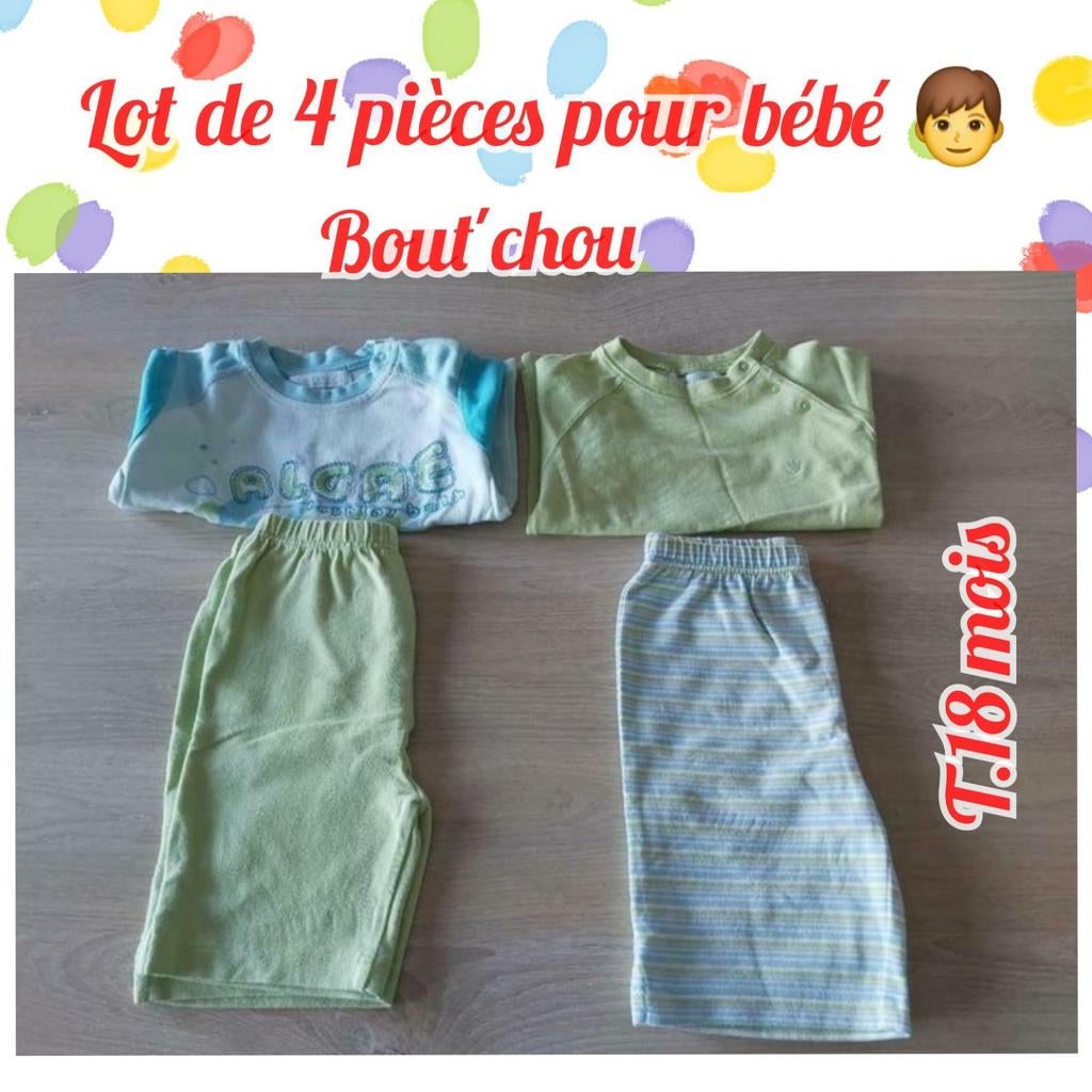 Bermudas et t-shirts MC pour bébé -lot de 4-T.18 mois, Enlèvement ou Envoi, Utilisé, Taille 86