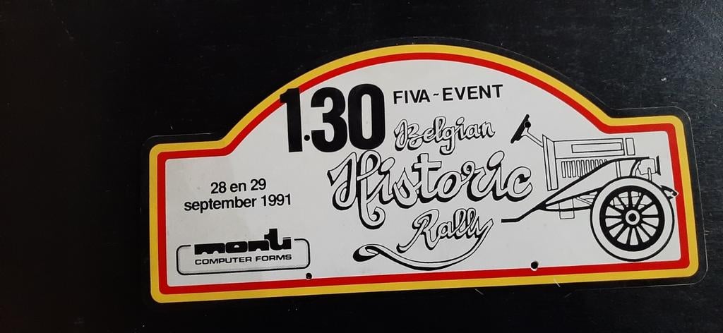Rallyplaat  Belgian Historic Rally  1991, Ophalen of Verzenden, Zo goed als nieuw