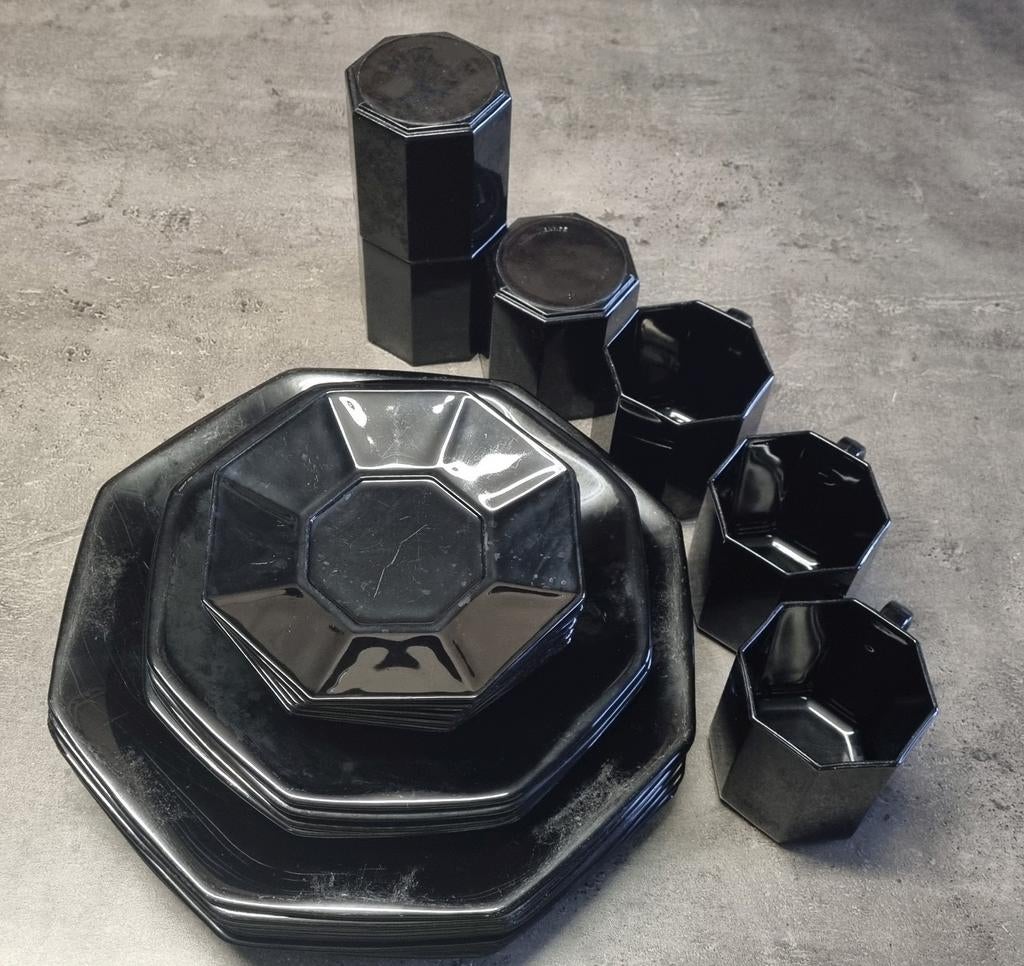 Zwart Servies 6-hoekig, Ophalen, Gebruikt, Overige stijlen, Compleet servies