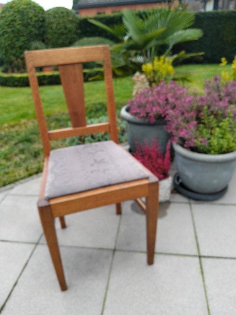 4 eiken vintage stoelen in prima staat, Maison & Meubles, Chaises, Utilisé, Quatre, Bois, Tissus, Enlèvement