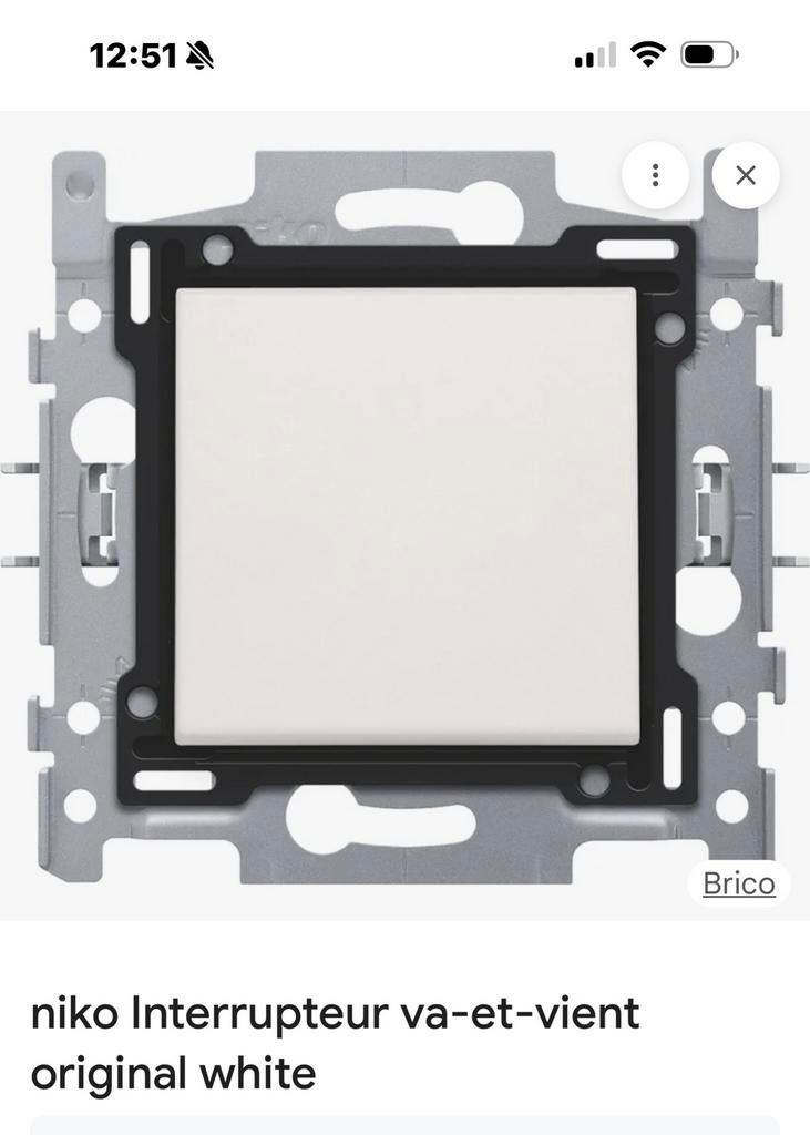 Interrupteur niko va et vient neuf, Bricolage & Construction, Électricité & Câbles, Enlèvement, Comme neuf, Interrupteur