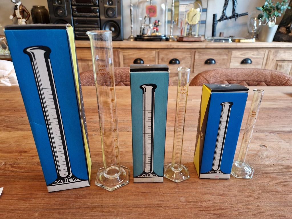 Lot van 3x vintage simax maat cylinder Stabil, Ophalen of Verzenden