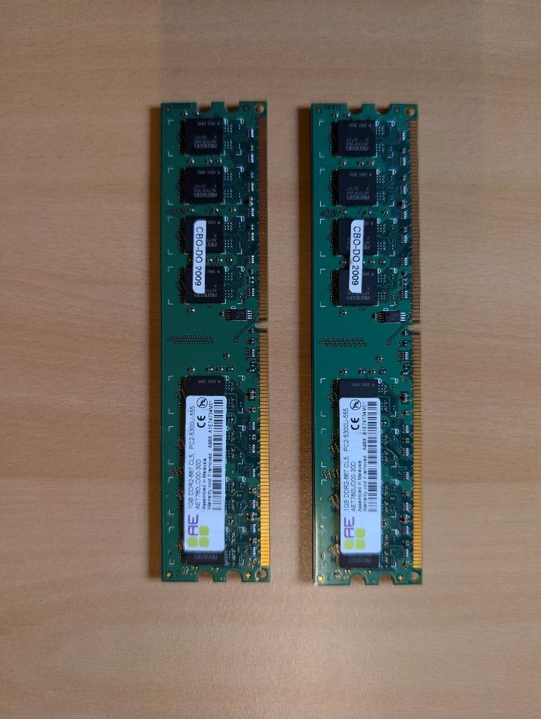 Aeneon 1GB DDR2-667 CL5 PC2-5300U-555, 1 GB of minder, Ophalen of Verzenden, Zo goed als nieuw, DDR2