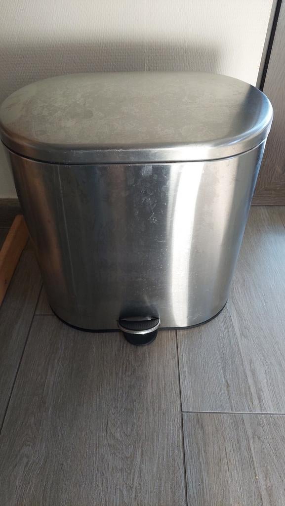 Vuilbak inox, Ophalen, Inox, Met pedaal, Zo goed als nieuw