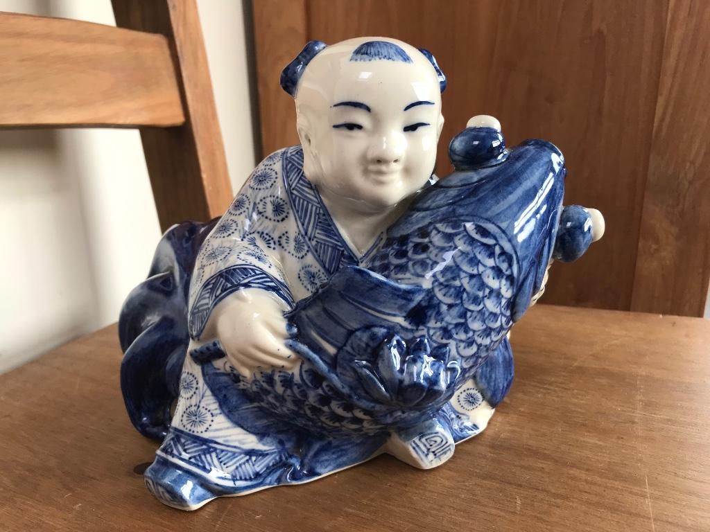 Boeddha wit-blauw Chinees, Ophalen of Verzenden