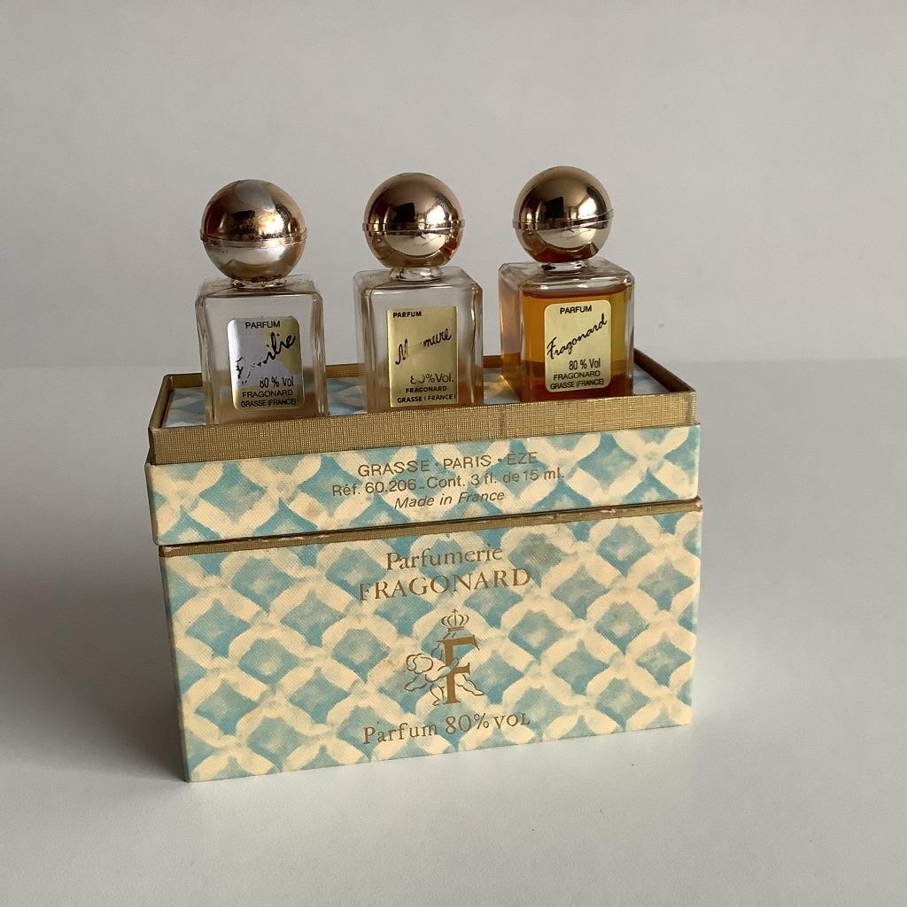 3 flacons de parfum vintage miniatures Fragonard, Enlèvement ou Envoi, Utilisé, Miniature