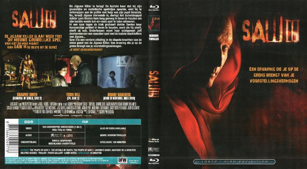 saw III (blu-ray) nieuw, Cd's en Dvd's, Blu-ray, Ophalen of Verzenden, Zo goed als nieuw, Horror