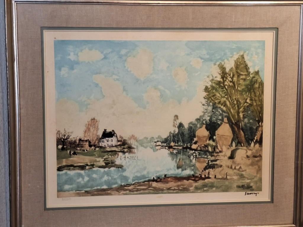 Aquarel Saverys - 2 stuks, Antiek en Kunst, Kunst | Schilderijen | Klassiek, Ophalen