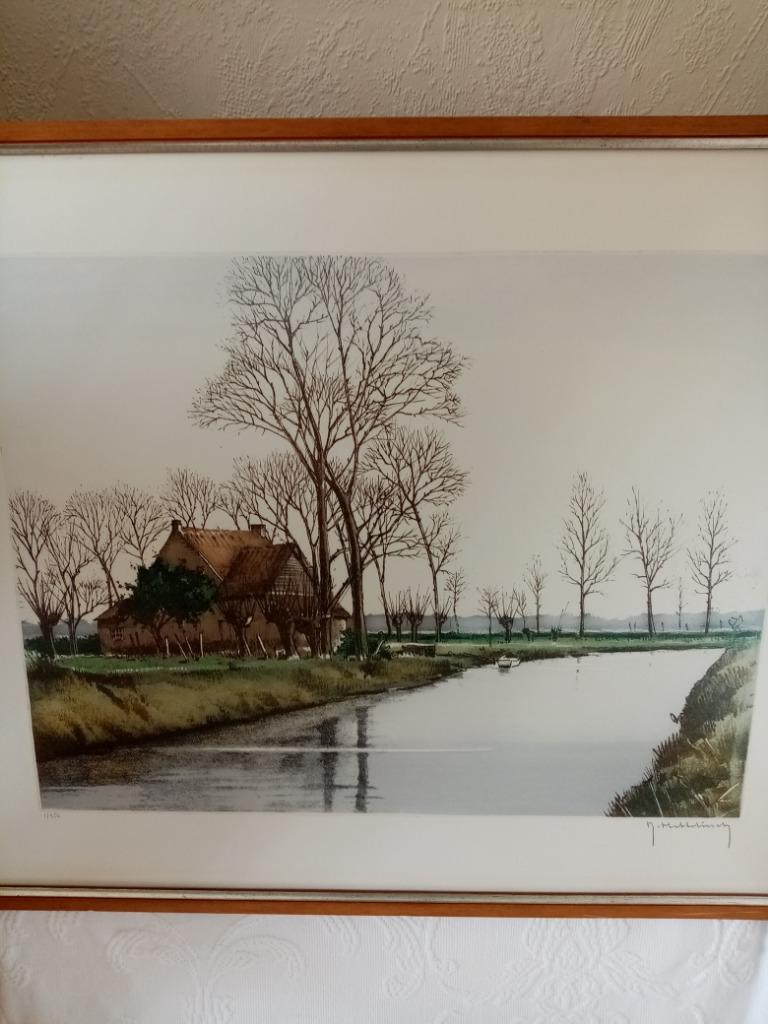 Lithografie van Roger Hebbelinck genummerd 1/135 (45/57cm), Antiek en Kunst, Kunst | Etsen en Gravures, Ophalen