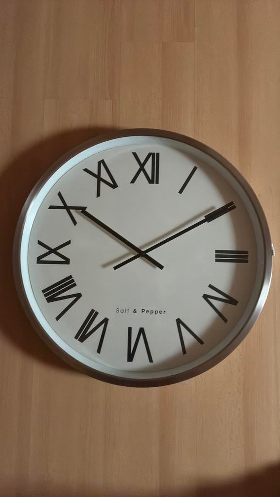 Klok rvs salt & pepper, Enlèvement, Comme neuf, Analogique, Horloge murale