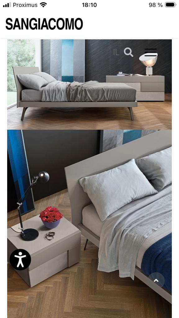 Lit Sangiacomo, Maison & Meubles, Enlèvement, Comme neuf, Deux personnes, Gris