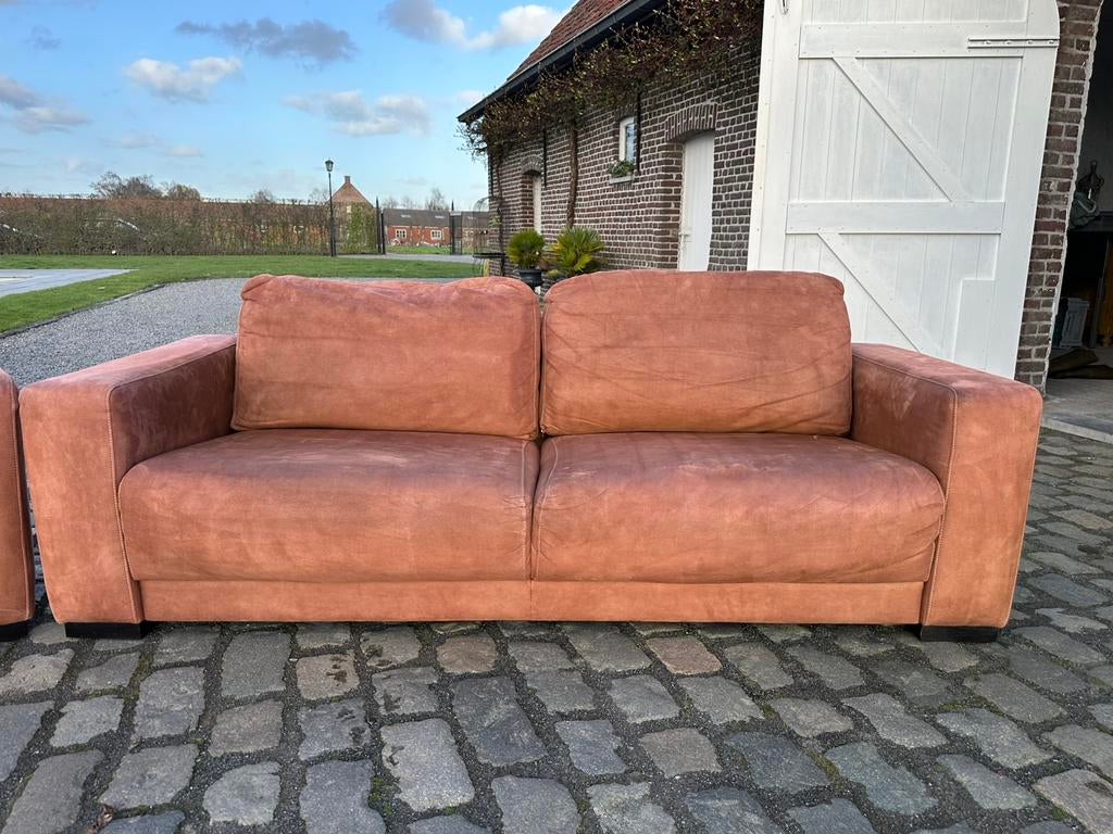 2 ruime cognac kleurige nubuck zetels TE KOOP, Enlèvement, Comme neuf