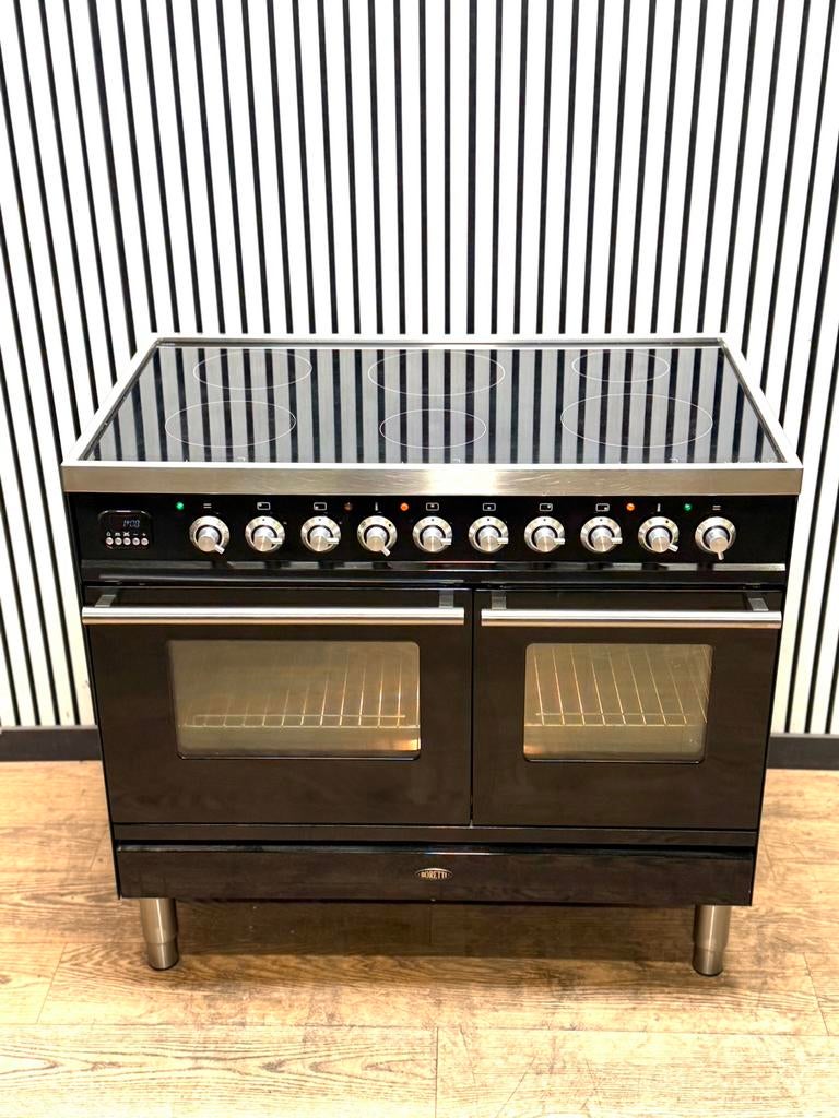 Luxe Boretti Fornuis INDUCTIE Zwart hoogglans 6 zones 100 cm, Elektronische apparatuur, Ovens, Hete lucht, 60 cm of meer, Refurbished