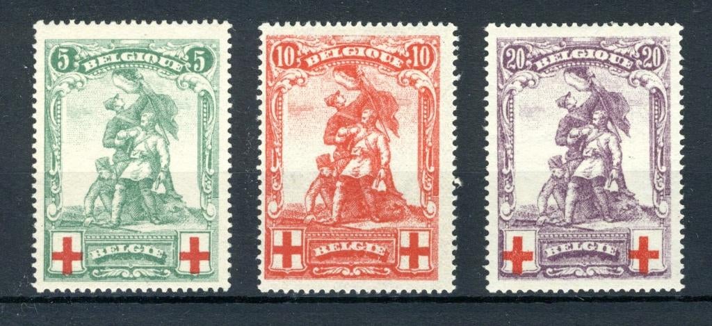 (B) 126/128 MH 1914 - Ten voordele van het Rode Kruis - 2, Spoor van plakker, Ophalen of Verzenden, Postfris, Rode kruis