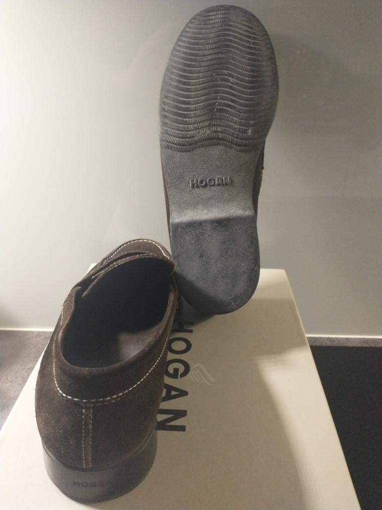 Heren Instappers Hogan, Bruin, Overige typen, Ophalen of Verzenden, Zo goed als nieuw