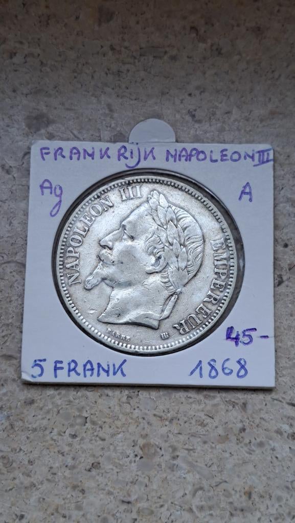 France 5 pour 1868 A AG, Timbres & Monnaies, Monnaies | Amérique, Enlèvement ou Envoi