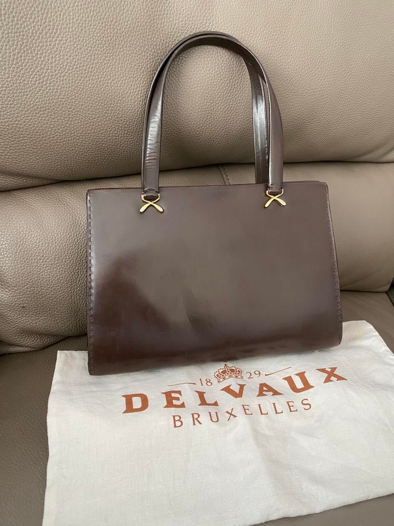 Sac à main Delvaux vintage marron foncé, Ophalen of Verzenden, Zo goed als nieuw, Handtas