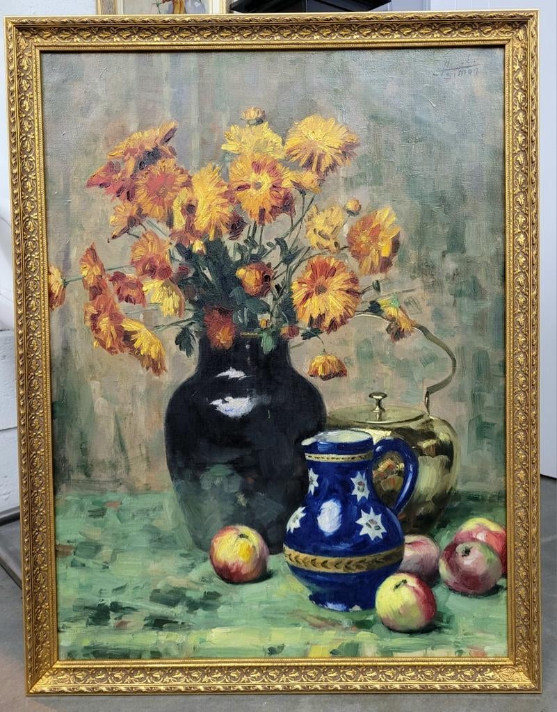 Hervé SIMON,  stilleven op doek, Antiquités & Art, Enlèvement ou Envoi