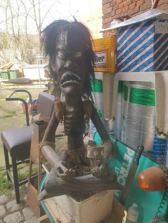 Uniek Groot Houten Stammenbeeld (103 cm) - Tiki /Asmat Stijl, Antiek en Kunst, Kunst | Beelden en Houtsnijwerken, Ophalen