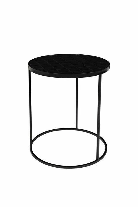 Table d'appoint vitrée New Zuiver, noire, Enlèvement ou Envoi, Neuf, Rond, 45 à 60 cm