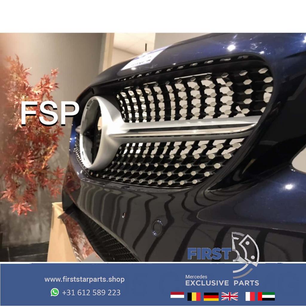 W205 C205 AMG LINE VOORBUMPER + DIAMOND GRIL ORIGINEEL Merce, Utilisé, -, Avant, -