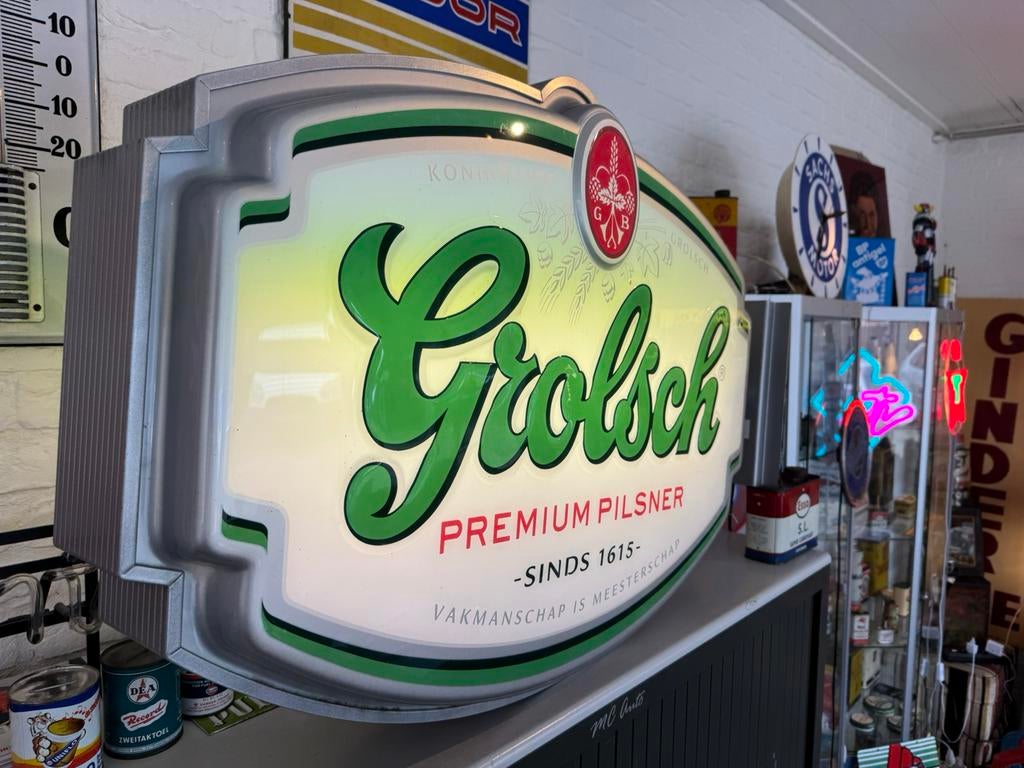 Grolsch bier reclame lichtbak, Verzamelen, Ophalen, Gebruikt, Lichtbak of (neon) lamp