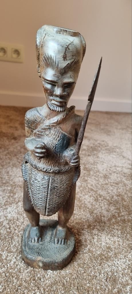 Afrikaans tribaal strijdersbeeldje, Antiek en Kunst, Kunst | Beelden en Houtsnijwerken, Ophalen of Verzenden