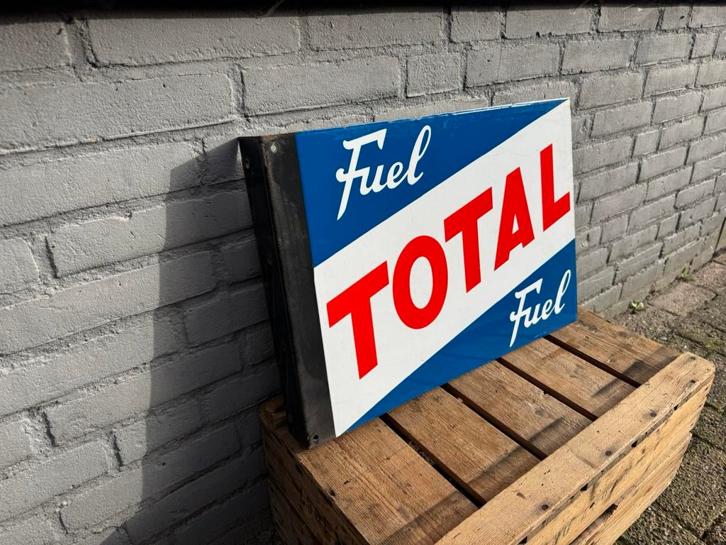 Panneau d'affichage ancien émaillé TOTAL Petrol, Enlèvement ou Envoi, Utilisé, Panneau publicitaire