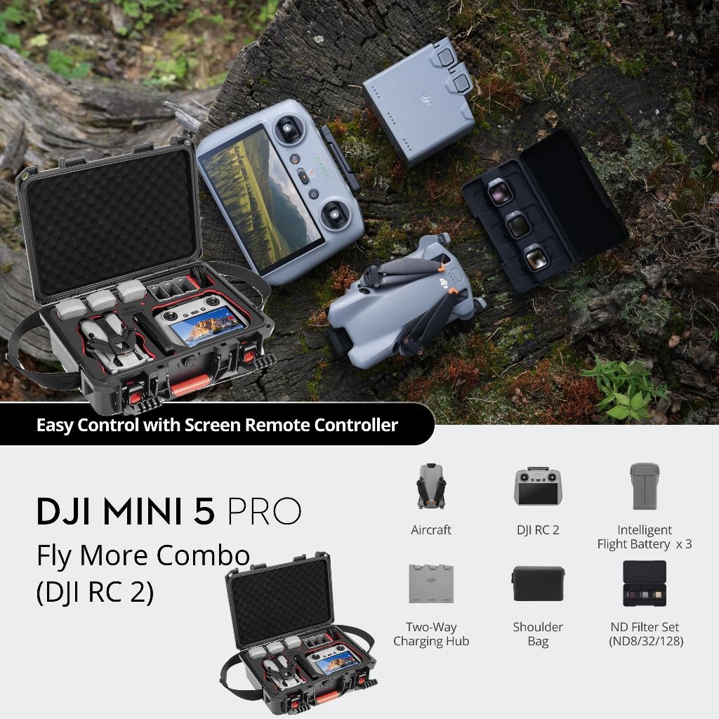 DJI MINI 5 PRO RC2 FLY MORE COMBO INCL HARDCASE, TV, Hi-fi & Vidéo, Drones, Enlèvement ou Envoi, Moins de 250 g, Retour au point de départ