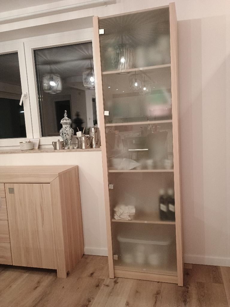 Moderne dressoir en vitrine, Huis en Inrichting, Kasten | Dressoirs, Gebruikt, Met lade(s), Met deur(en), Glas, Ophalen