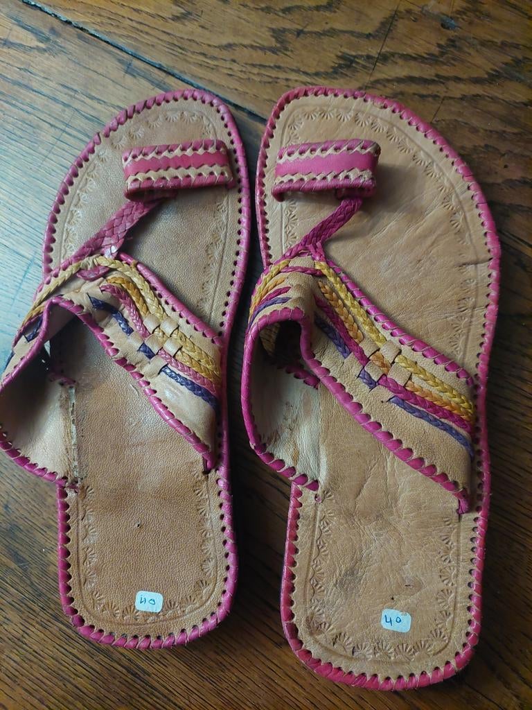 Lederen sandalen uit India, Kleding | Dames, Ophalen of Verzenden