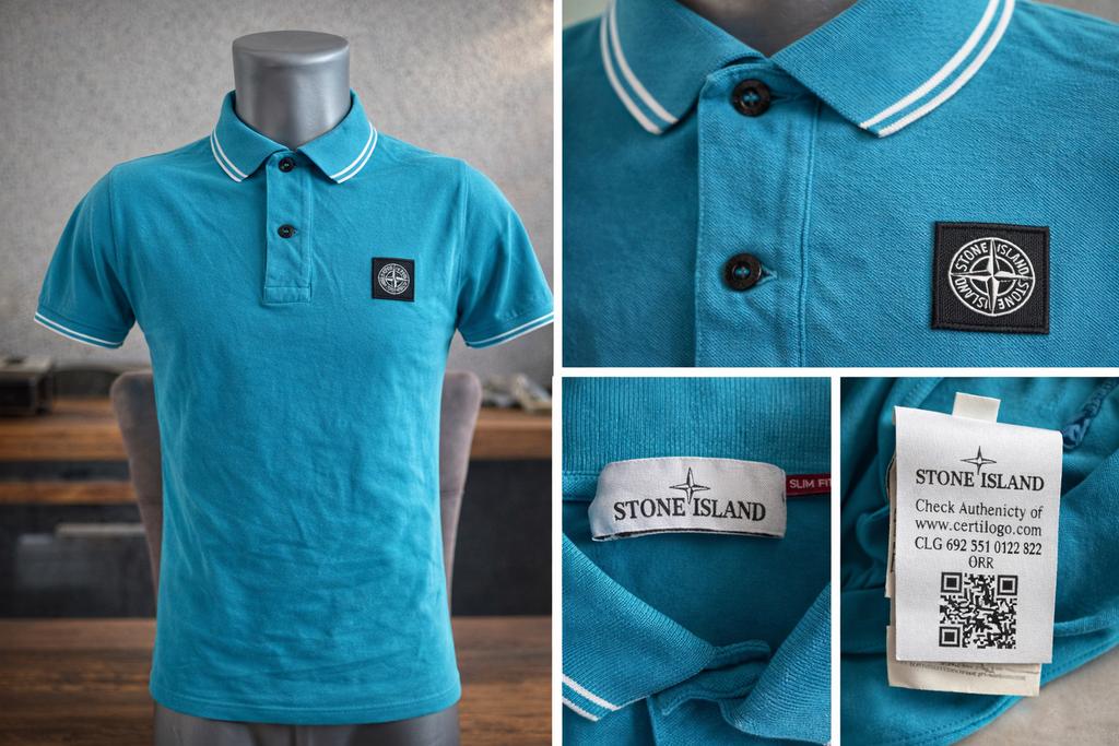 Stone Island polo blauw/turquoise – maat S (Slim Fit), Kleding | Heren, Verzenden, Zo goed als nieuw, Maat 46 (S) of kleiner, Blauw