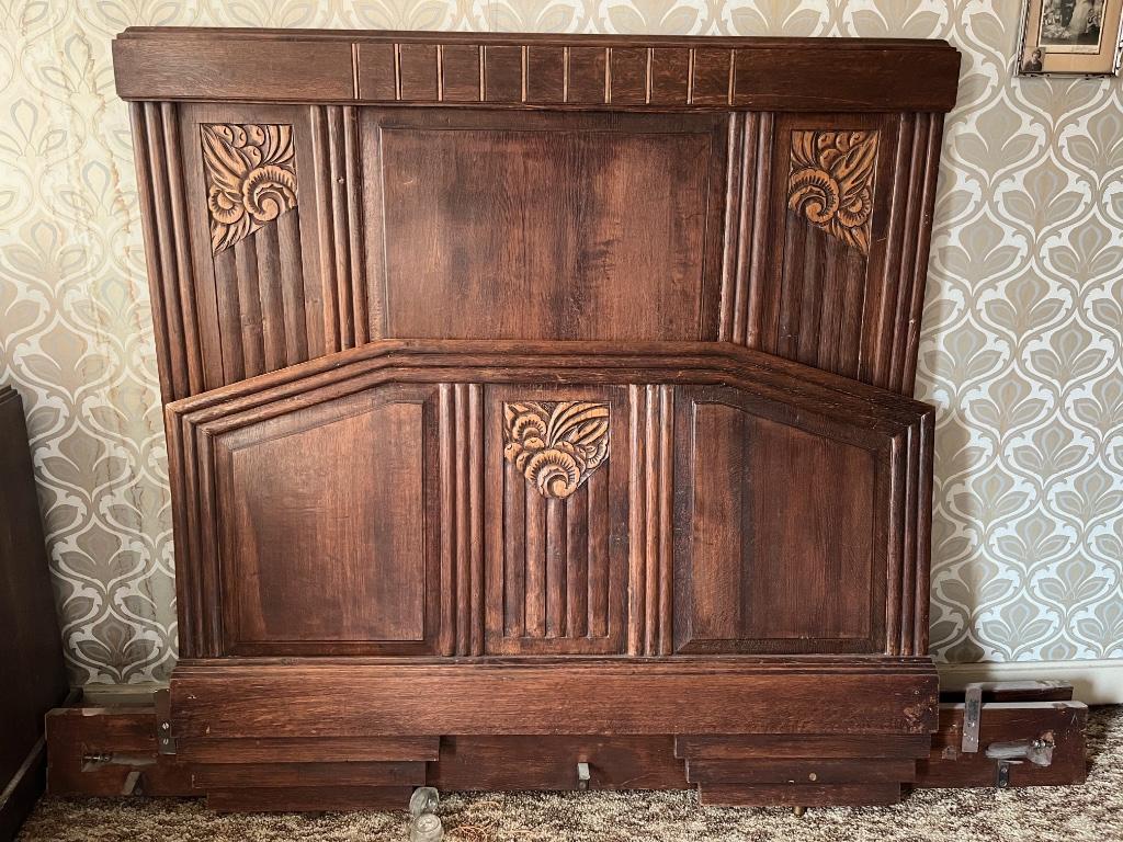 Chambre à coucher en chêne massif début XXe Art Déco, Antiek en Kunst, Antiek | Meubels | Bedden, Ophalen