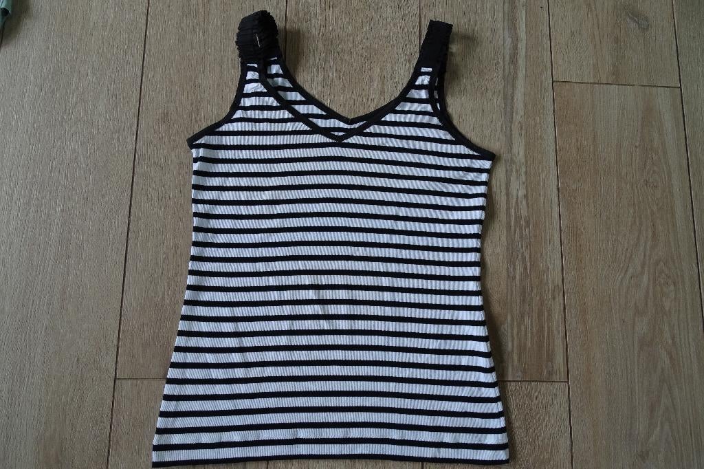 Gestreepte top MarcCain maat 5, Kleding | Dames, Topjes, Zo goed als nieuw, Wit, Zonder mouw, Ophalen of Verzenden