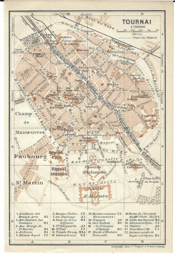 1914 - Tournai / plan de la ville, Envoi