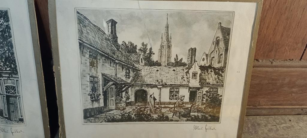 Gravure ALBERT GOETHALS, 30x24, n414, Antiek en Kunst, Kunst | Etsen en Gravures, Ophalen of Verzenden