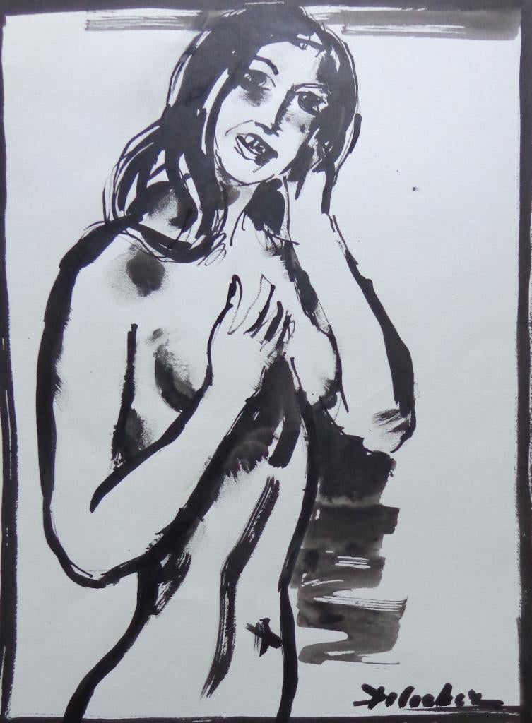 PAUL DE COCKER / NAAKTE VROUW / ORIGINEEL WERK / 40x30cm SIG, Antiquités & Art, Enlèvement ou Envoi